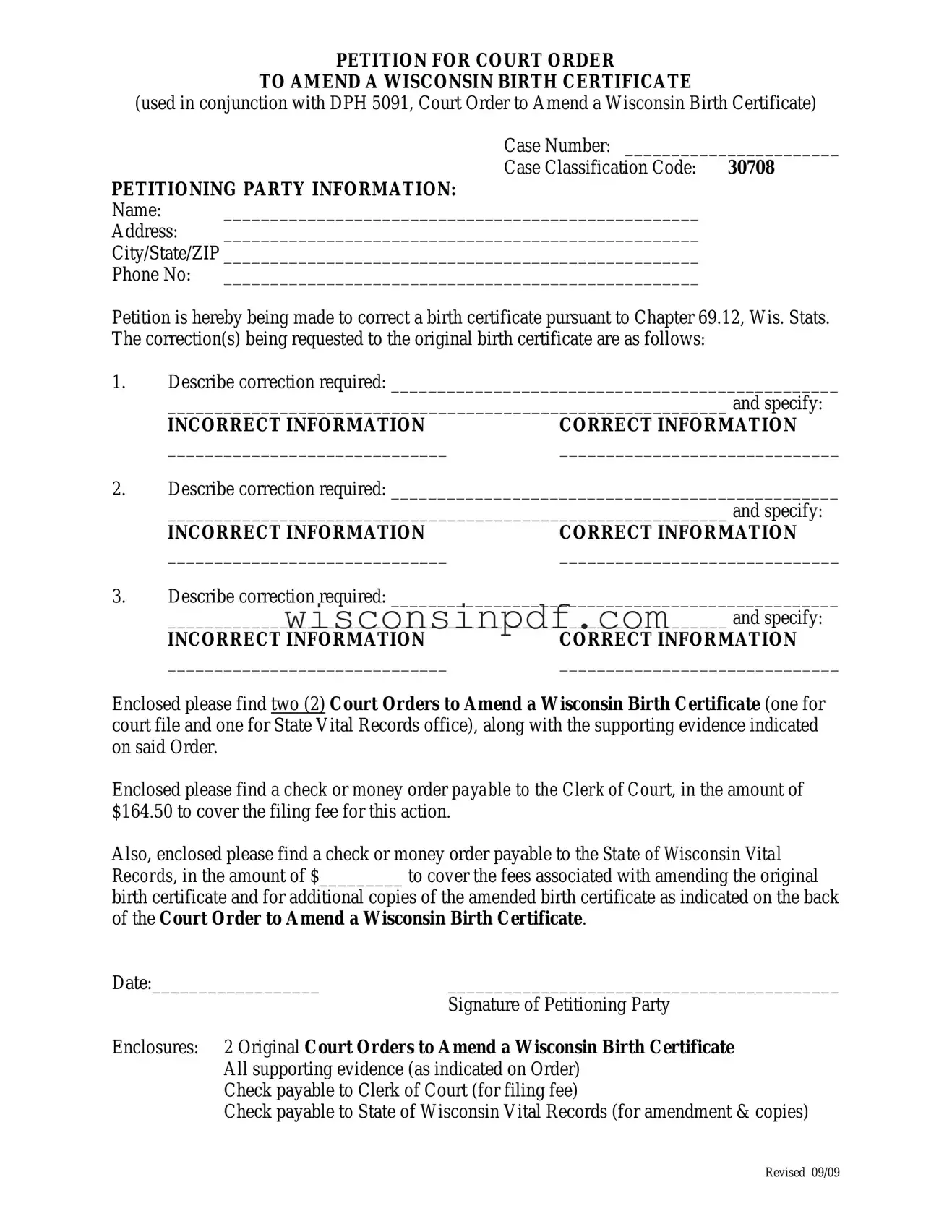 Fill Out a Valid Court Order To Amend A Wisconsin Birth Certificate Template