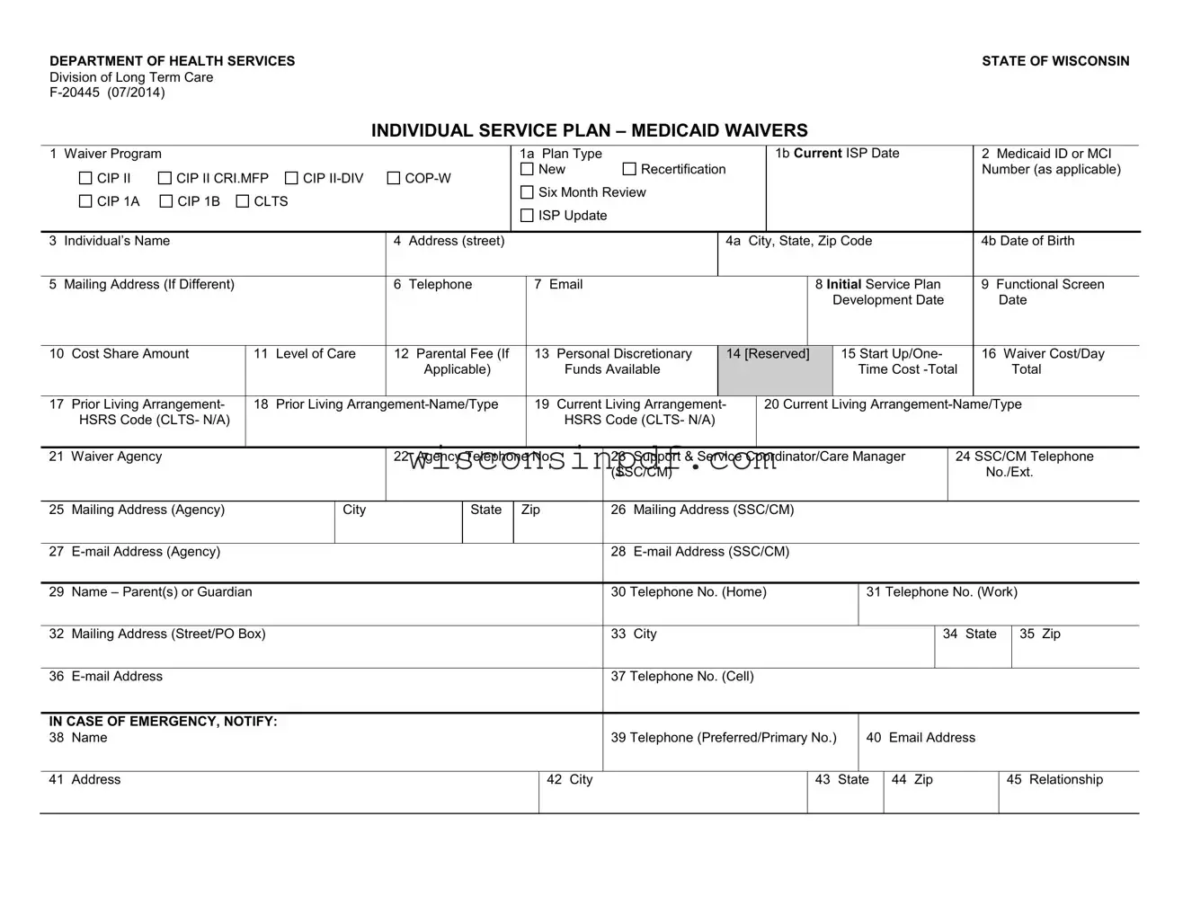 Fill Out a Valid Individual Service Plan Wisconsin Template