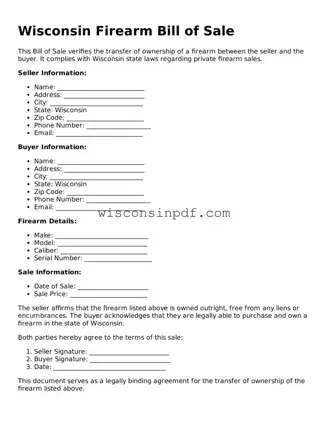 Blank  Firearm Bill of Sale Document for Wisconsin