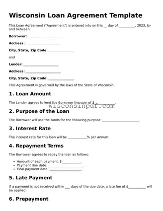 Blank  Loan Agreement Document for Wisconsin