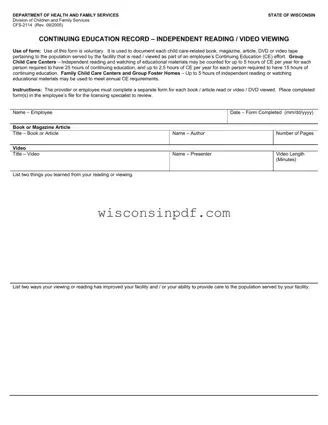 Fill Out a Valid Wisconsin Cfs 2114 Template