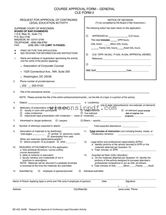 Fill Out a Valid Wisconsin Cle 2 Template