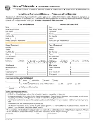 Fill Out a Valid Wisconsin Tax A 771 Template