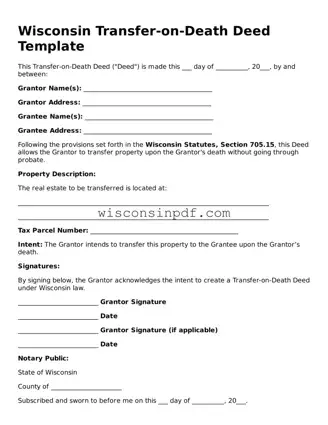 Blank  Transfer-on-Death Deed Document for Wisconsin