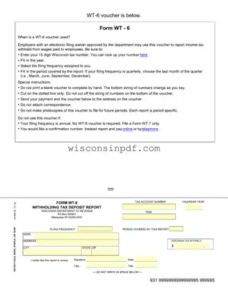 Fill Out a Valid Wisconsin Wt 6 Withholding Template