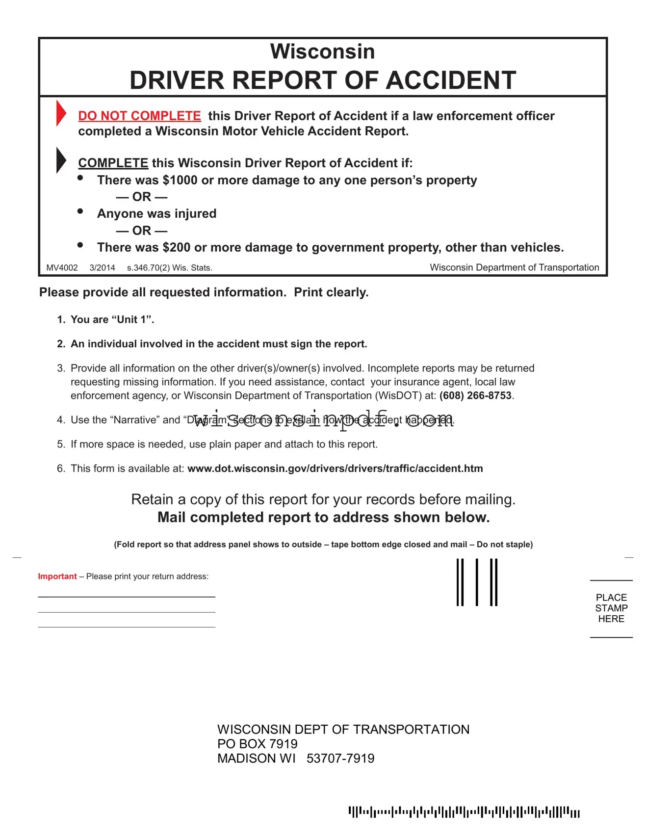 Fill Out a Valid Wisconsin Accident Template