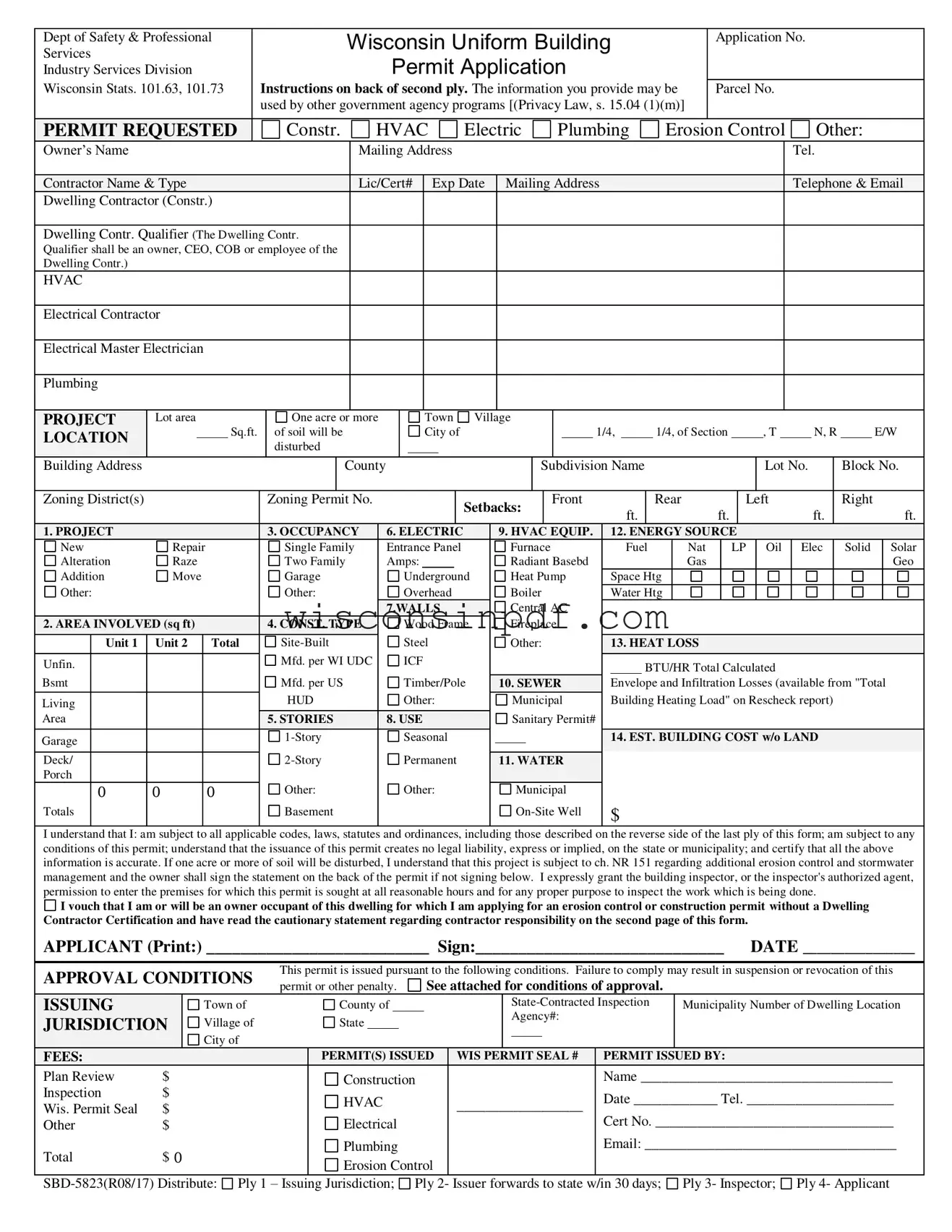 Fill Out a Valid Wisconsin Building Permit Template