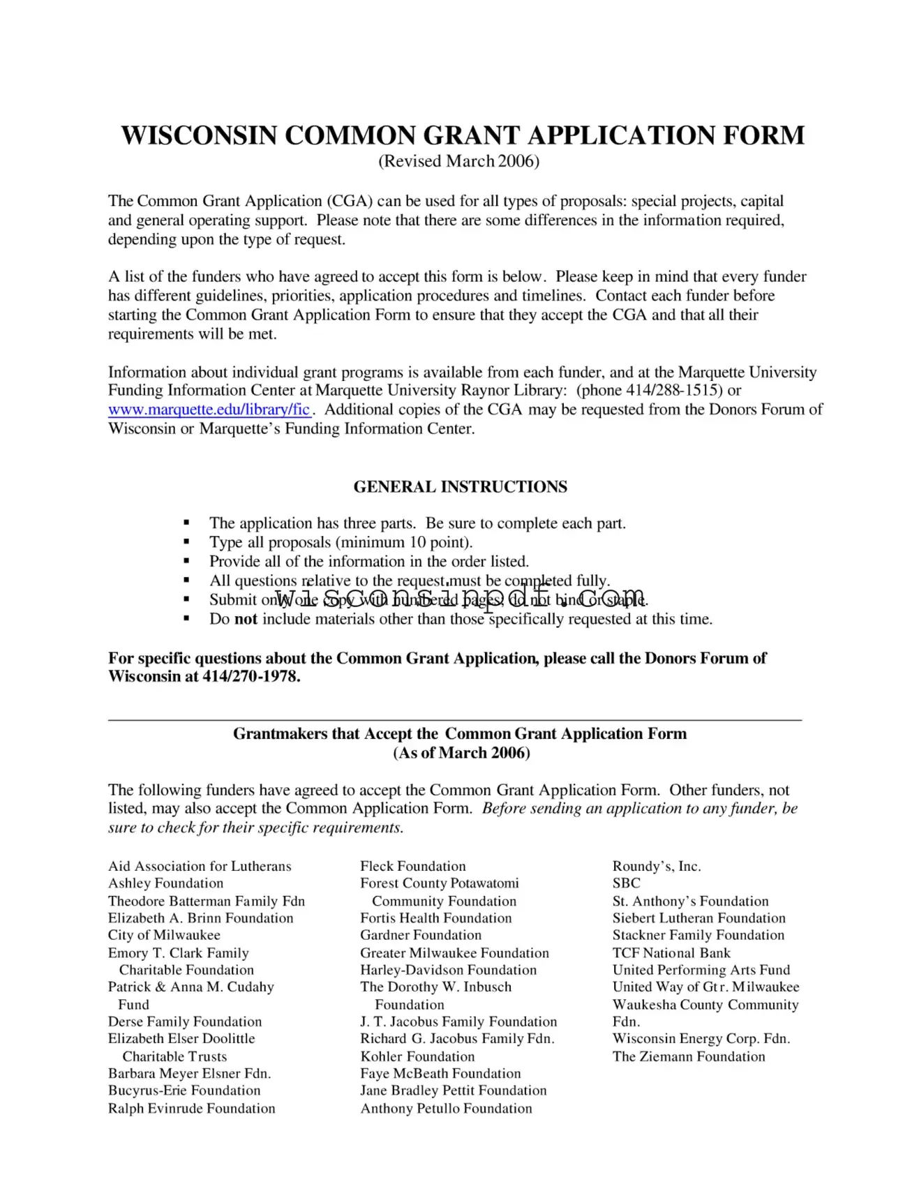 Fill Out a Valid Wisconsin Common Grant Application Template