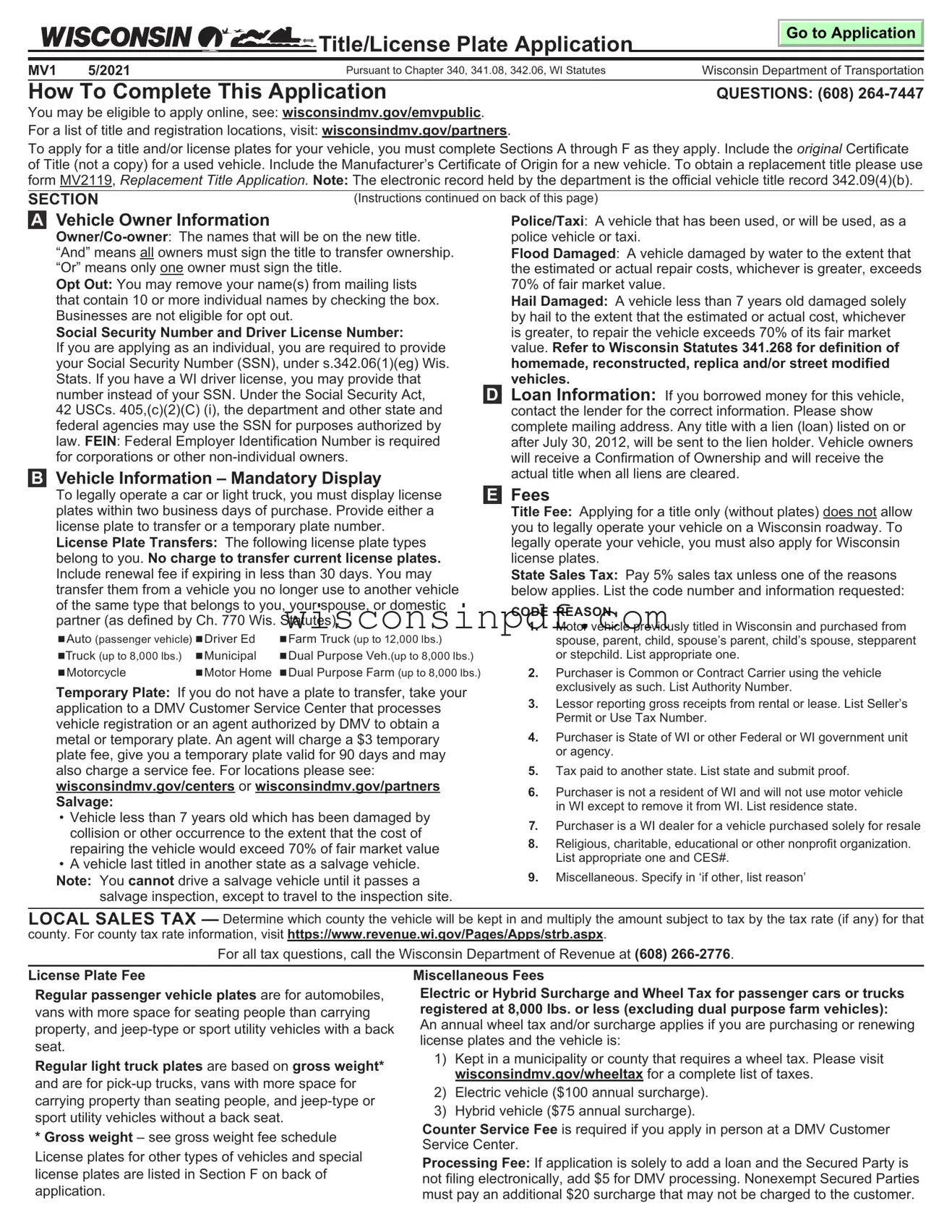 Fill Out a Valid Wisconsin Dmv Mv1 Template