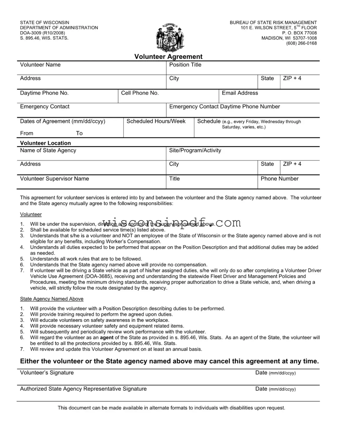 Fill Out a Valid Wisconsin Doa 3009 Template