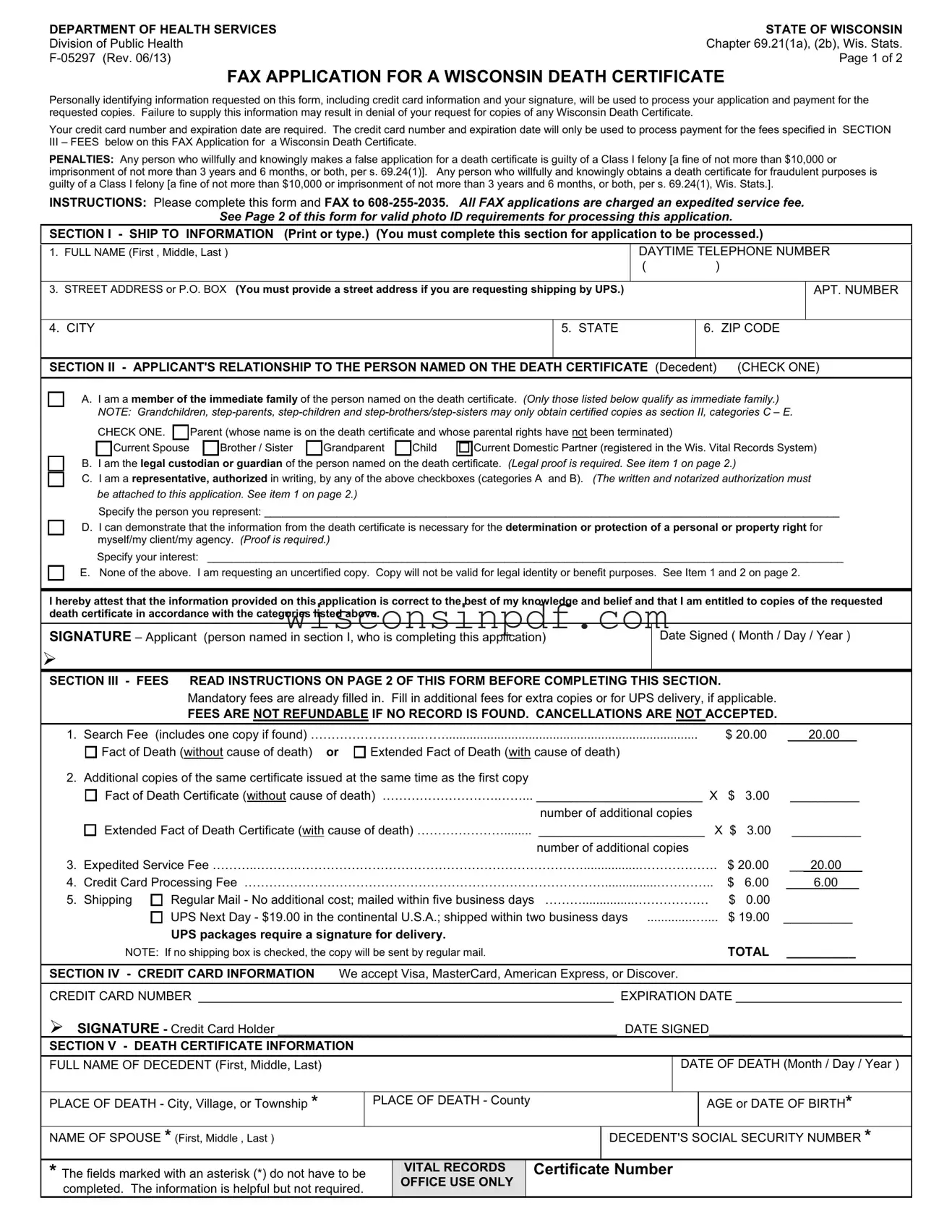 Fill Out a Valid Wisconsin F 05297 Template