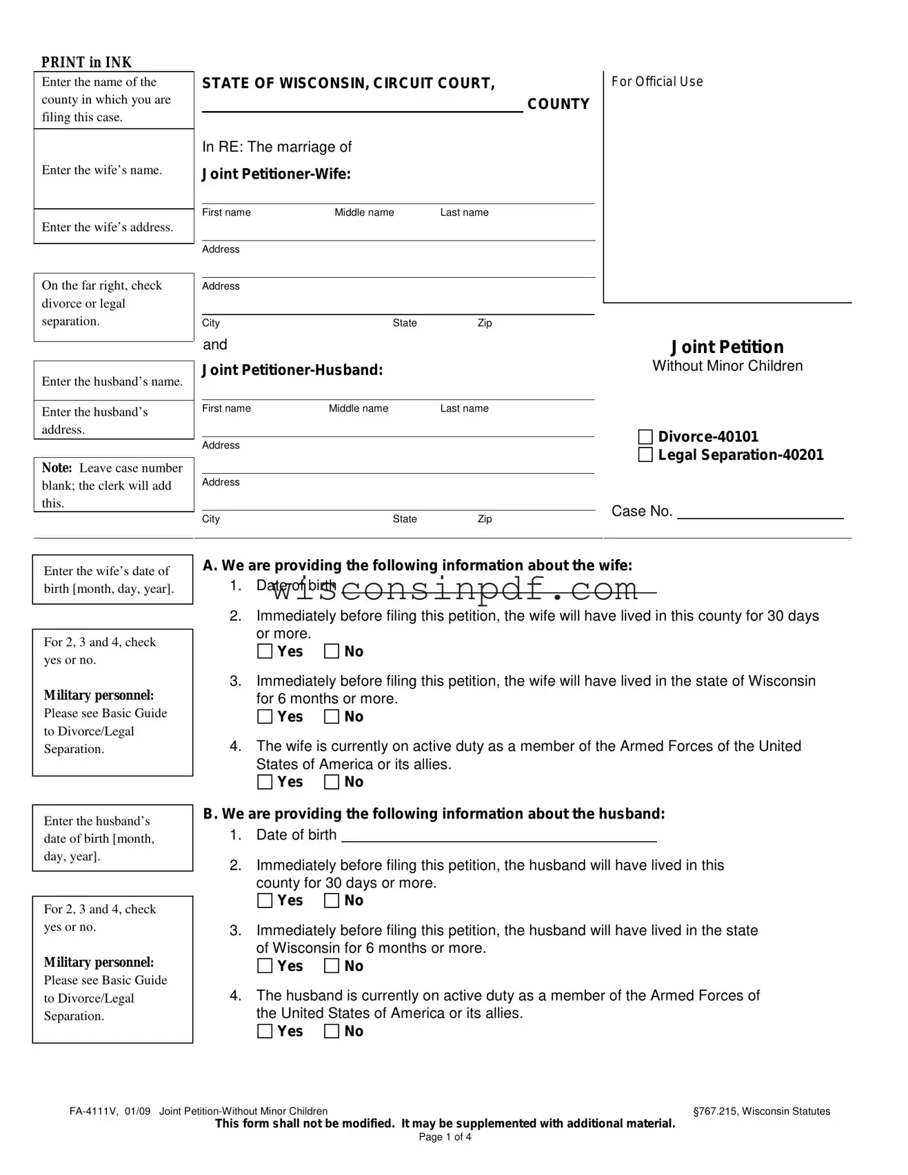 Fill Out a Valid Wisconsin Fa 4111 Template