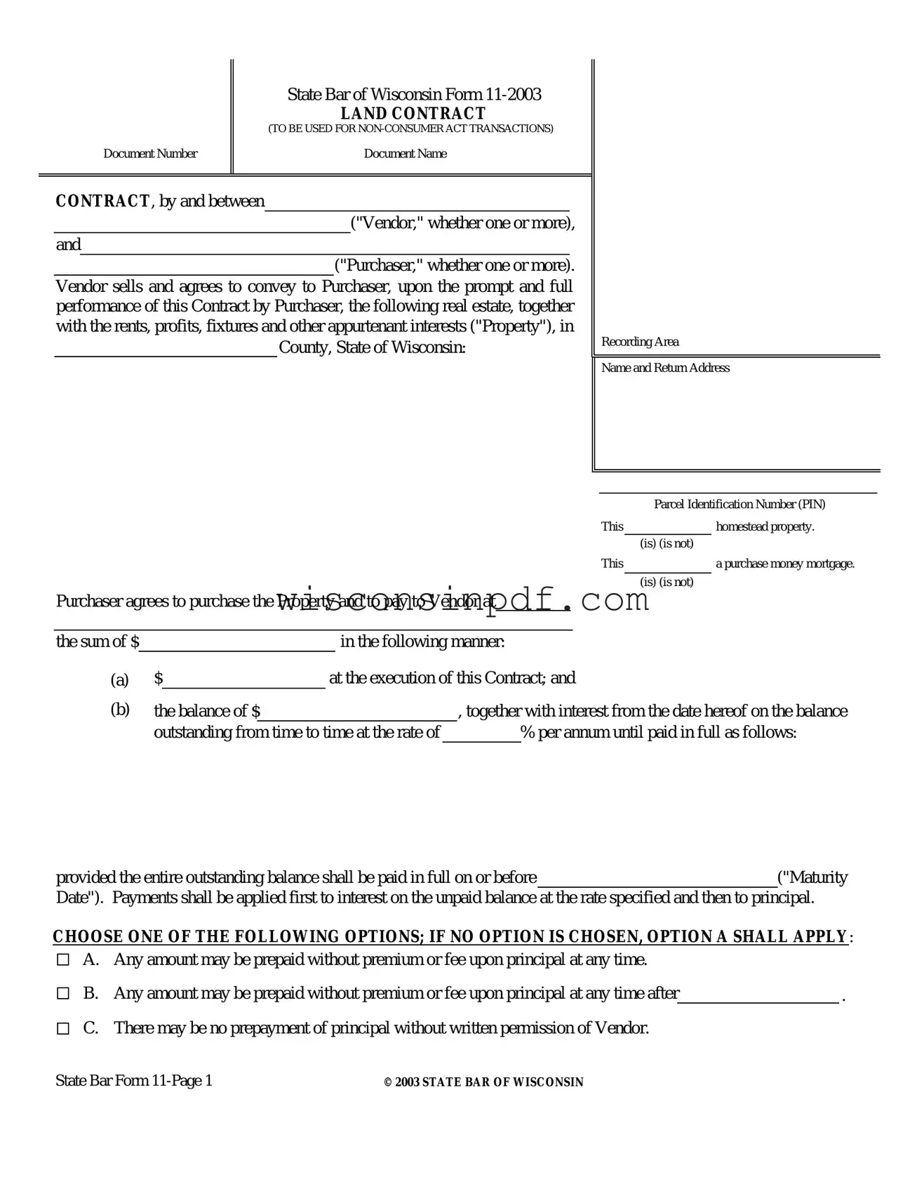 Fill Out a Valid Wisconsin Land Contract Template