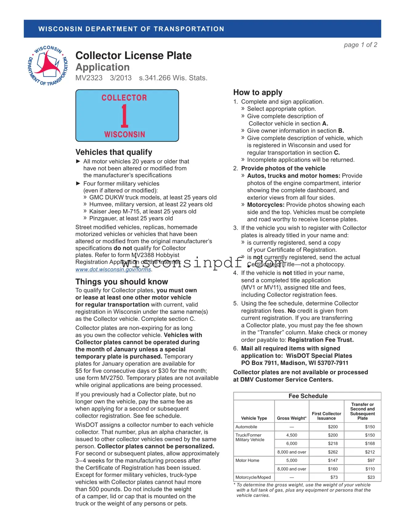 Fill Out a Valid Wisconsin Mv2323 Template