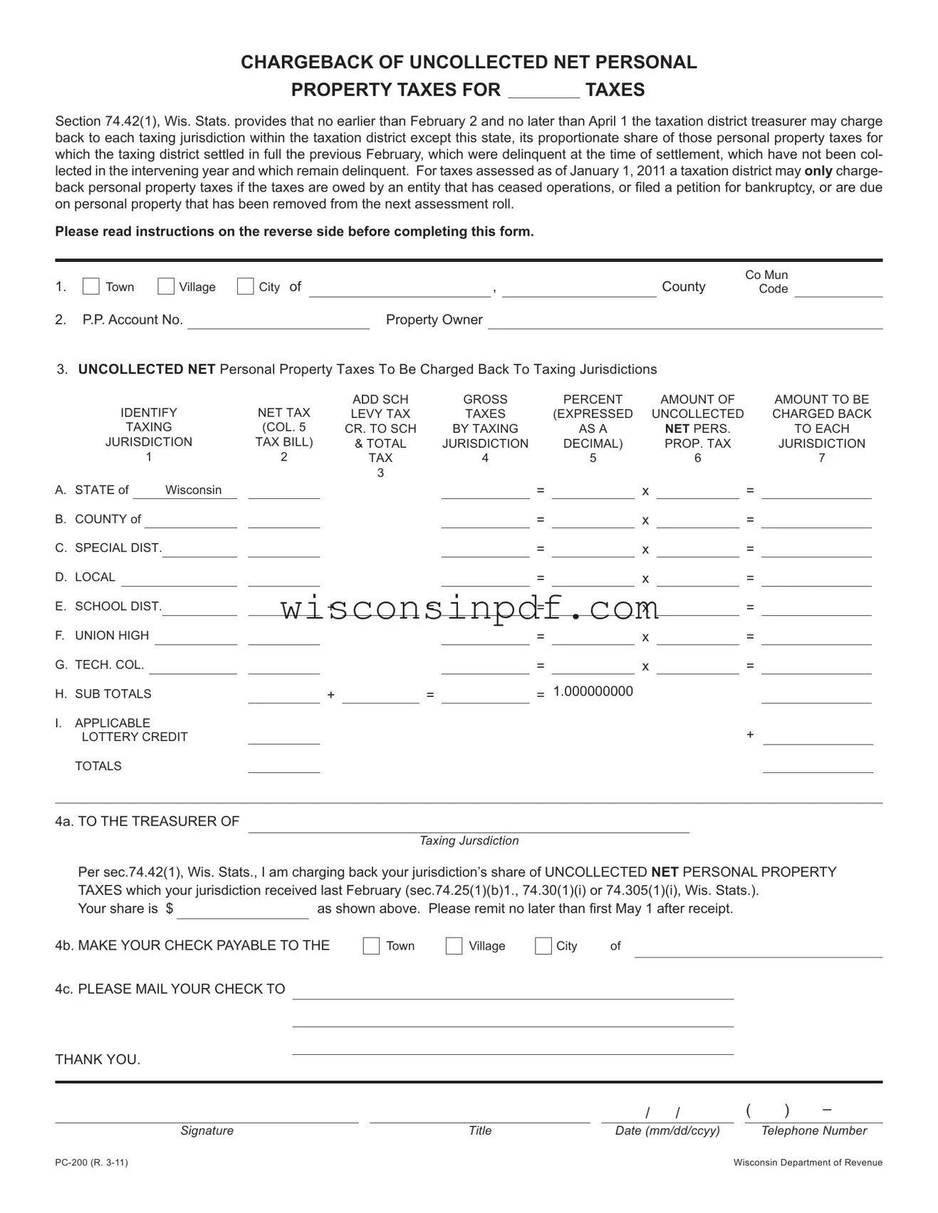 Fill Out a Valid Wisconsin Pc 200 Template