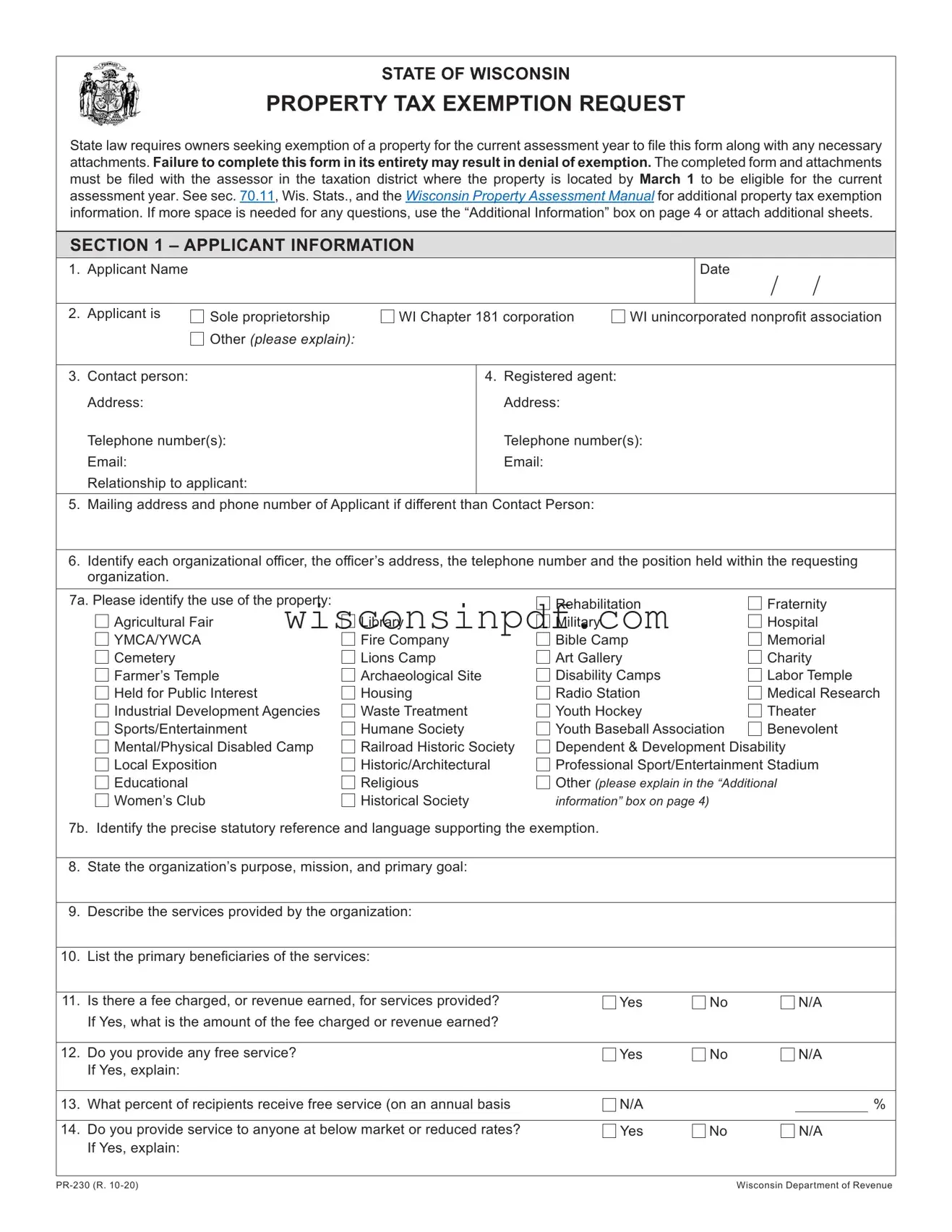 Fill Out a Valid Wisconsin Pr 230 Template