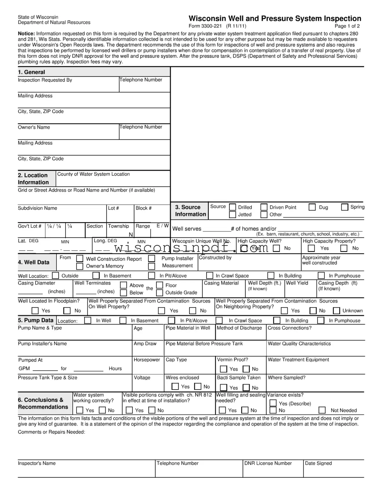 Fill Out a Valid Wisconsin Well Inspection Template