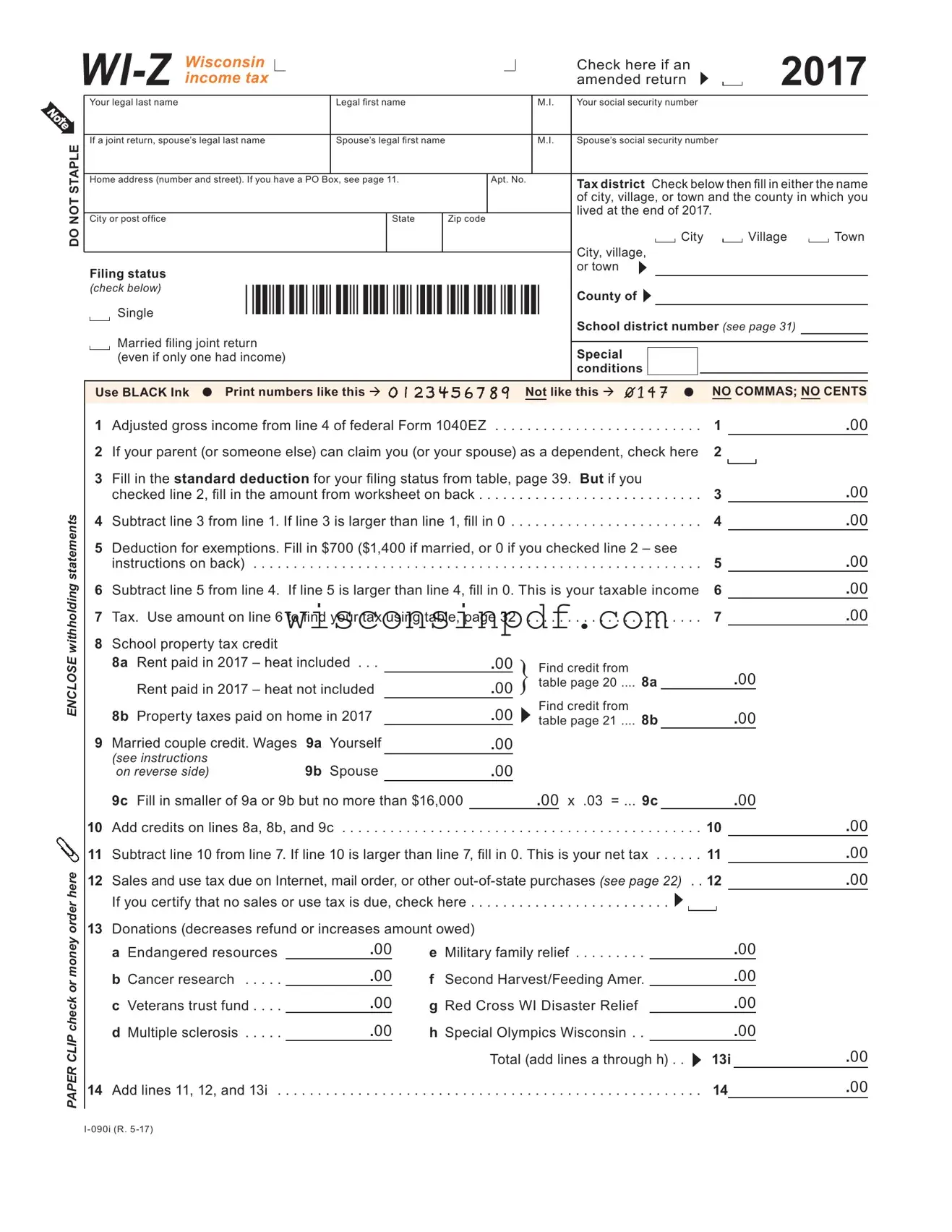 Fill Out a Valid Wisconsin Wi Z Template